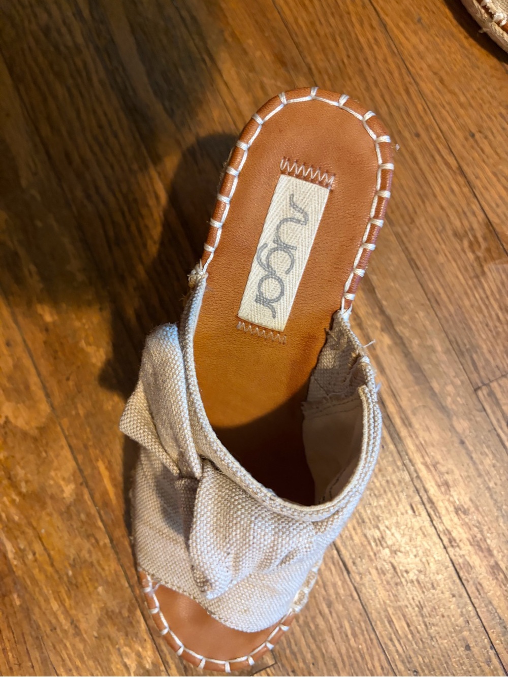 Sugar Beige Canvas Knot Platform Sandals